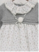 Knitted bodice dress with pom pom