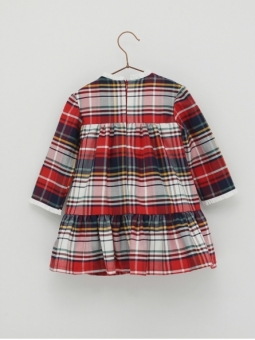 Checked dress with cut at the hip