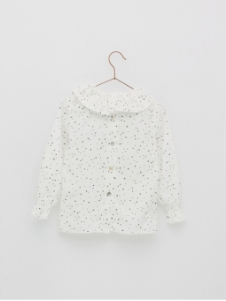 Blouse with little stars and ruffle neck