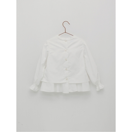 White poplin blouse with double