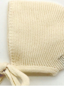 Knitted baby bonnet with drawstring