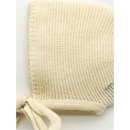 Knitted baby bonnet with drawstring