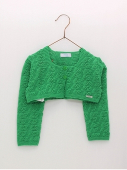 Openwork knitted girl cardigan