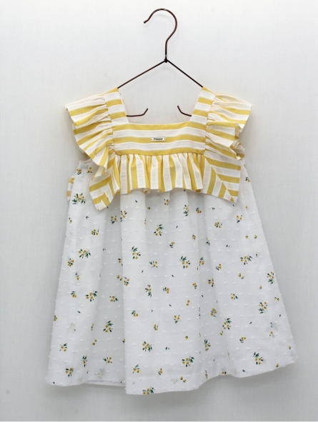 Yellow Flower collection baby girl plumeti and striped dress