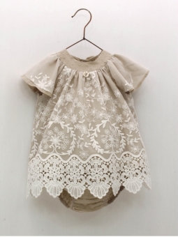 Embroidered tulle dress and bloomers