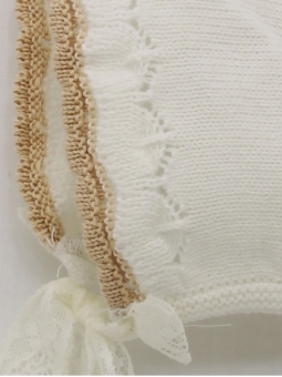 Christening Collection knitted baby girl bonnet