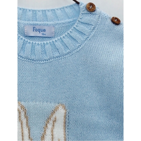 Boy jumper with round collar and bunny print