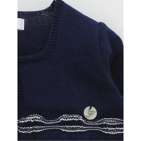 Navy style girl knitted cardigan
