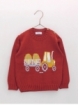 Boy cotton jumper with round collar and tractor print