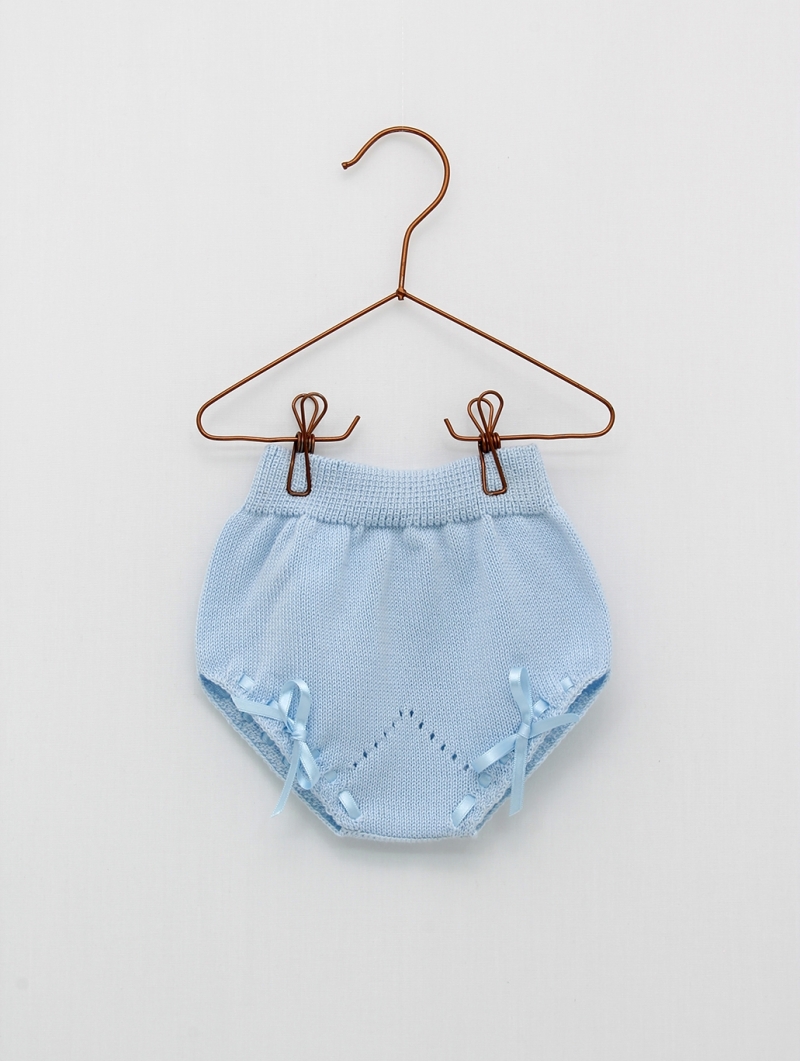 Baby boy-girl knit bloomers with bow