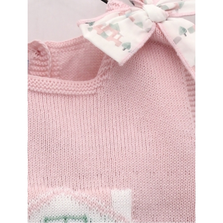 Knitted baby girl set and fabric bloomers