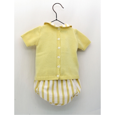 Baby boy set of yellow jumper and striped bloomers