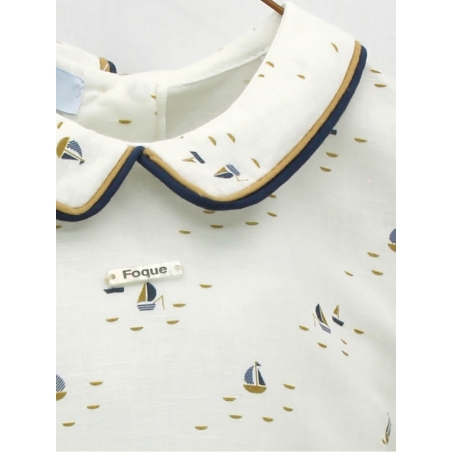 Boy set of sailboats shirt and navy blue shorts
