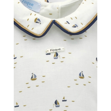 Boy set of sailboats shirt and navy blue shorts