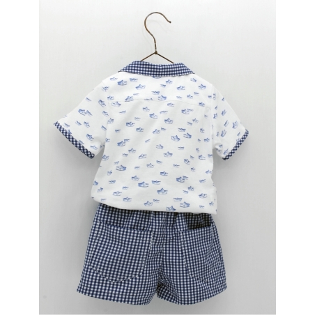 Boy set of polo shirt and gingham shorts