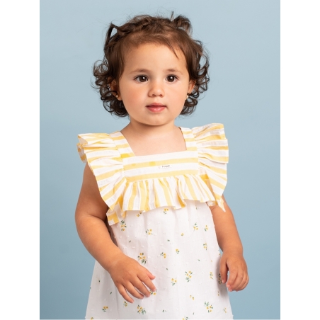 Yellow Flower collection baby girl plumeti and striped dress