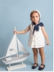 Baby girl dress and bloomers with sailboats print