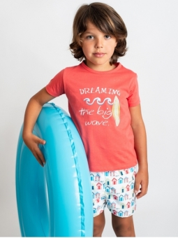 Bañador niño en tejido secante con estampado casetas
