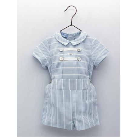 Striped baby boy shirt and matching trousers