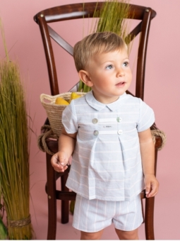 Striped baby boy shirt and matching trousers