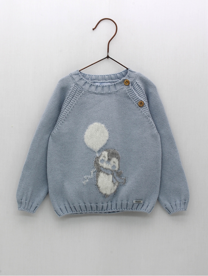 Knitted sweater with penguin print