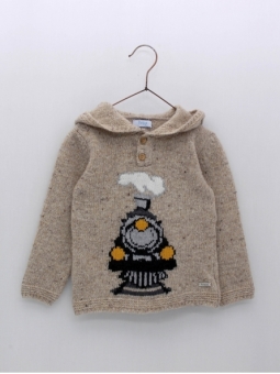 Knitted sweater with hood