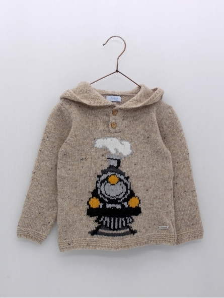 Knitted sweater with hood