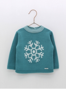 Knitted sweater with snowflake print