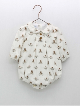 Baby romper with bear pattern