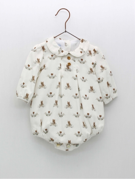 Baby romper with bear pattern