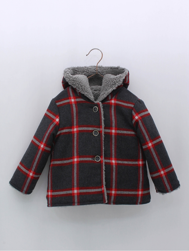 Plaid duffle coat