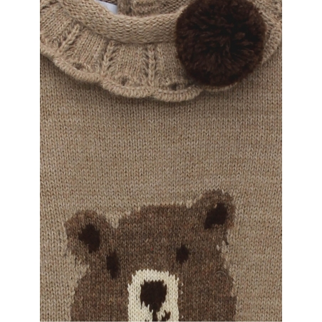 Knitted Christening dress with bear