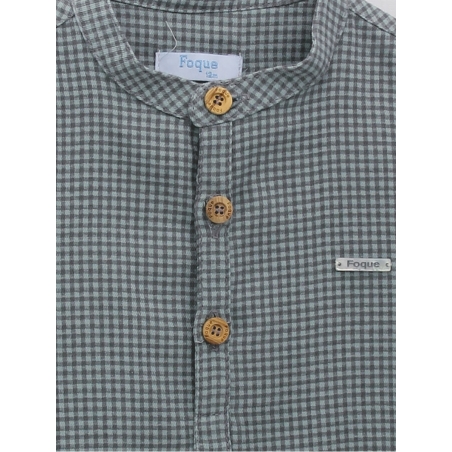 Mandarin collar plaid shirt
