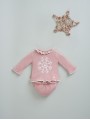 Knitted baby girl sweater with print