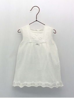 Knitted dress with embroidery and lace