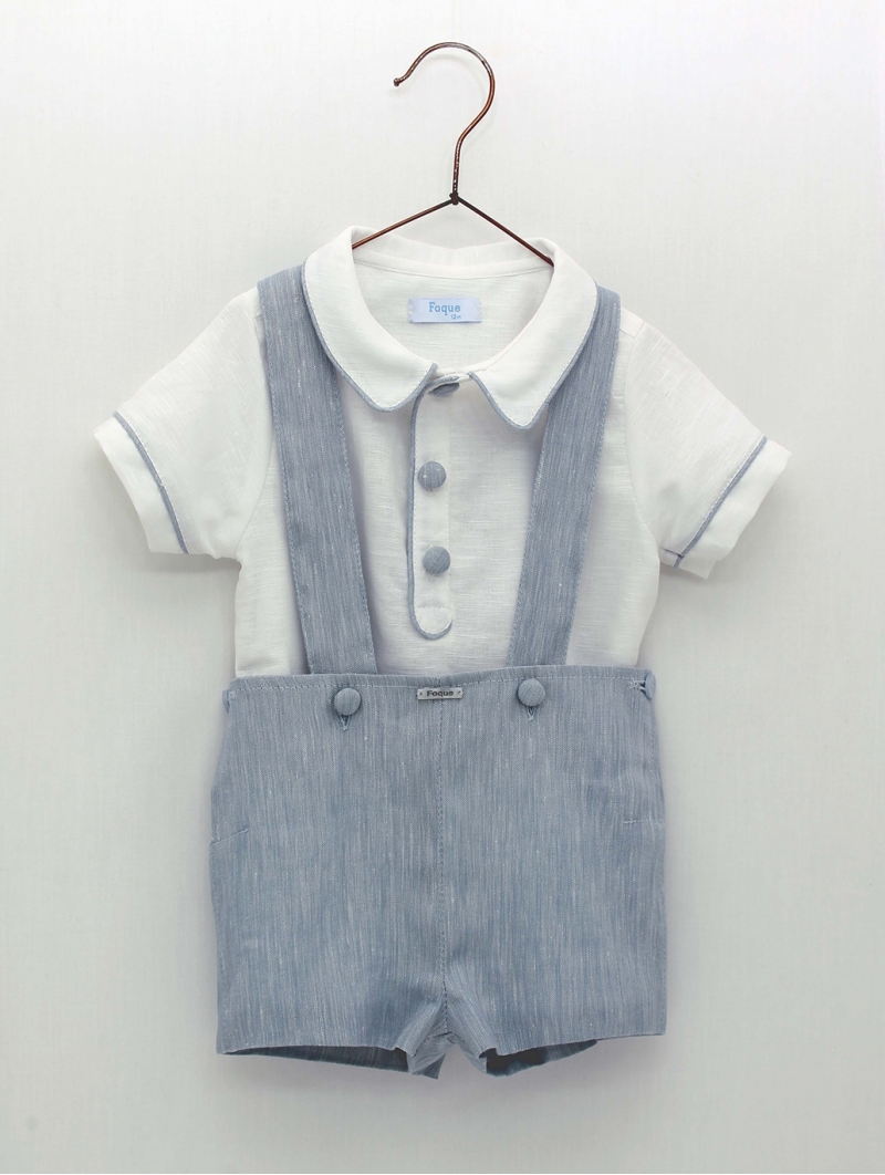 Camisa e calça falsa liso com tirantes