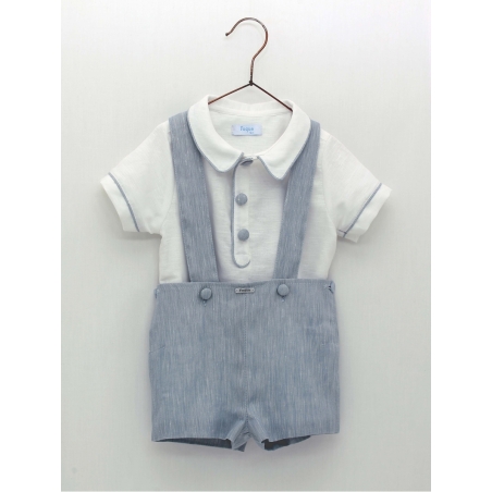 Plain false shirt and pants with suspenders