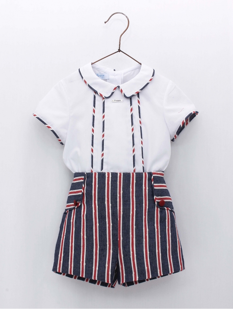 Camisa bebé e calça curta listras