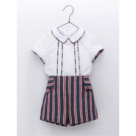 Camisa bebé e calça curta listras