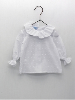 Plumeti blouse with flounce neck
