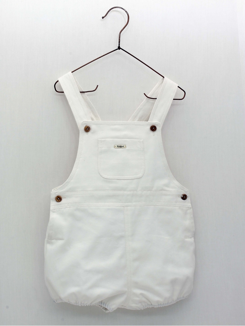 White canvas dungarees with straps