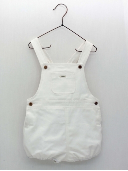 White canvas dungarees with straps