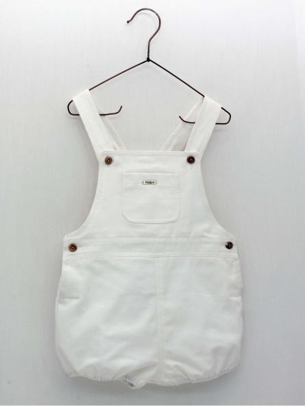 White canvas dungarees with straps