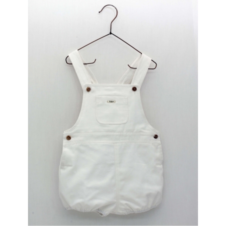 White canvas dungarees with straps
