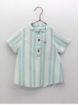 Striped mandarin collar shirt