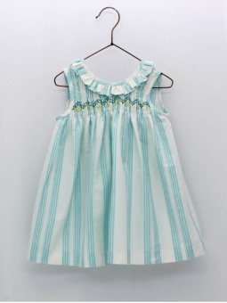 Vestido listras com ninho de abeja