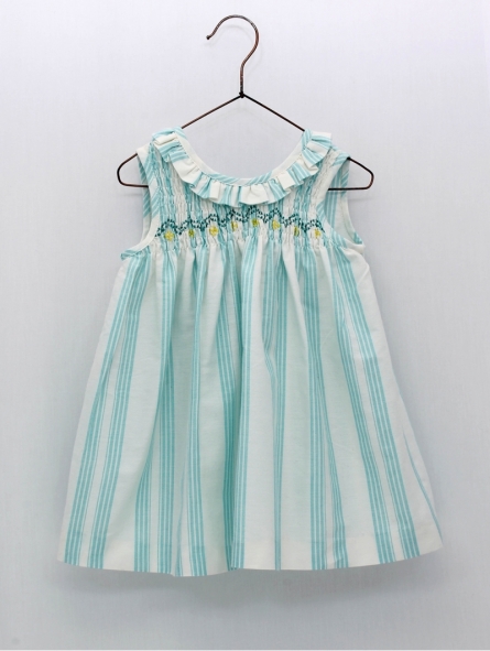 Vestido listras com ninho de abeja