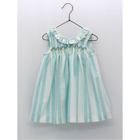 Vestido listras com ninho de abeja
