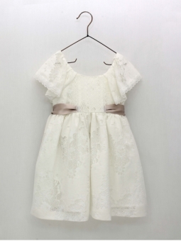 Vestido encaixe e entredós com laço