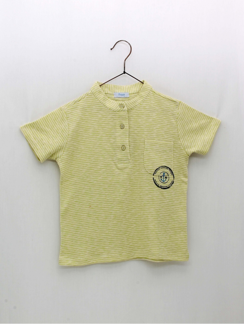 T-shirt listras pescoço mao